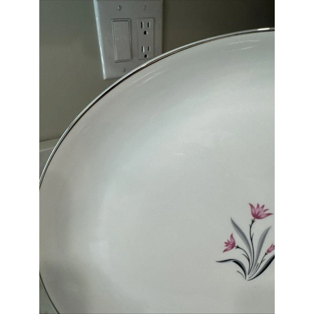 Vintage Syracuse China Alpine Serving Platter Pink‎ Floral Made USA 12 Inch Oval
